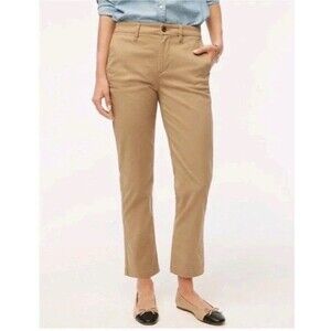 J Crew High Rise Girlfriend Chino Pants Womens 12 Tan Cotton Stretch